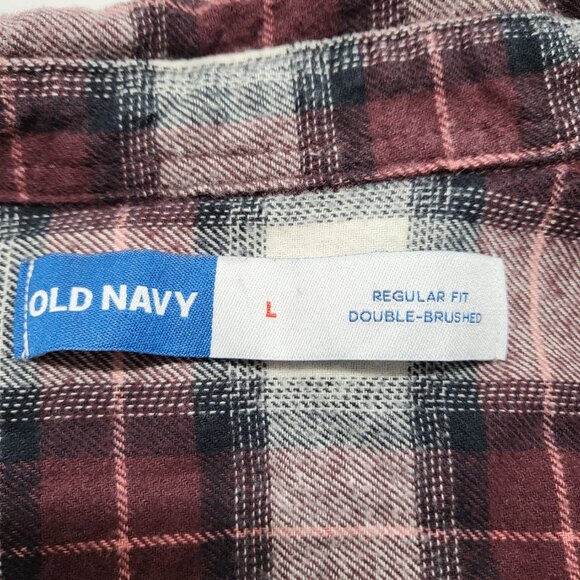 Old Navy Womens Flannel Shirt Double Brushed Large Button Up Long Sleeve Plaid - Picture 4 of 14